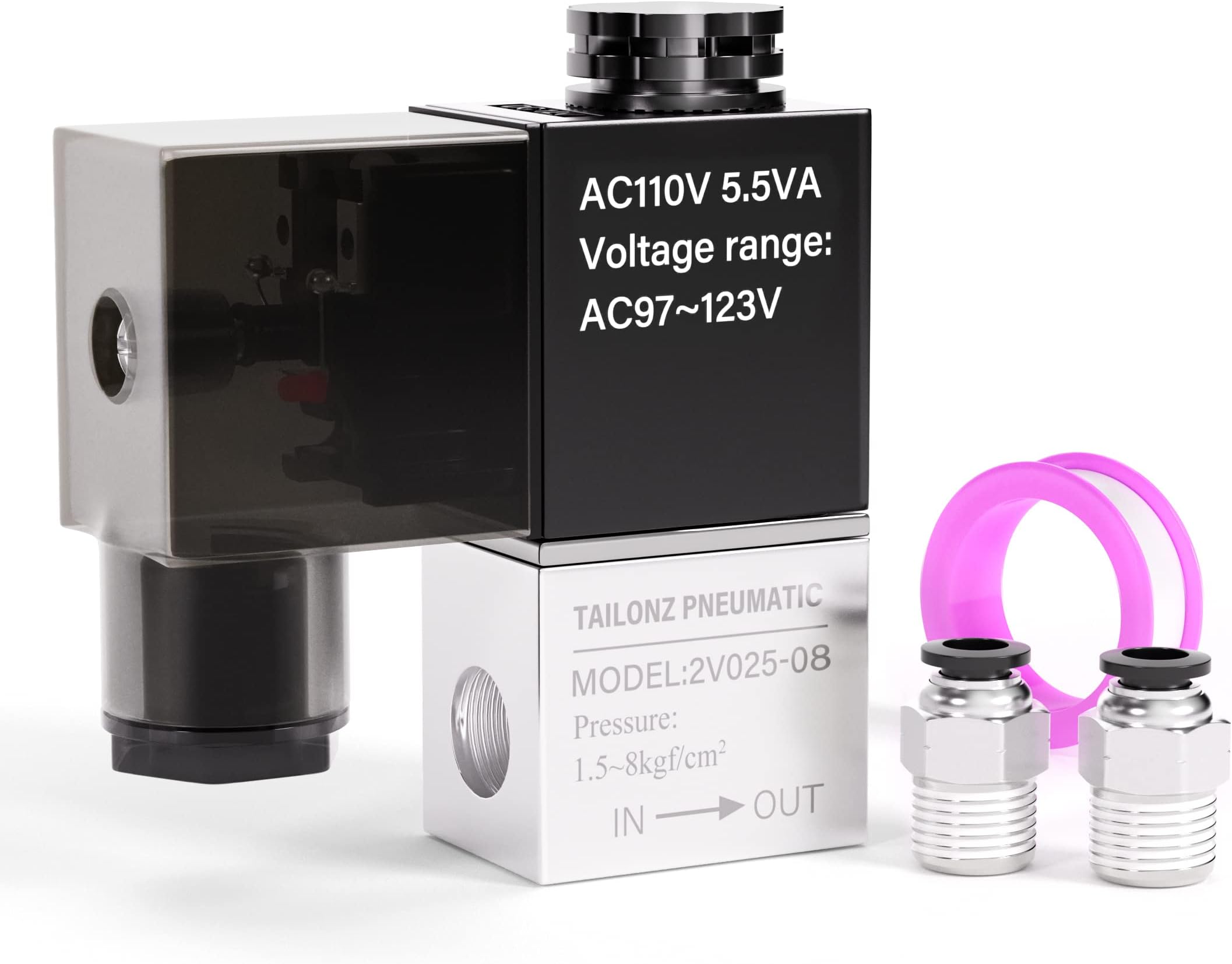 TAILONZ PNEUMATIC 1/4 inch NPT 110V Way Normally Closed Electric Solenoid Air Valve 2V025-08 Junction Box