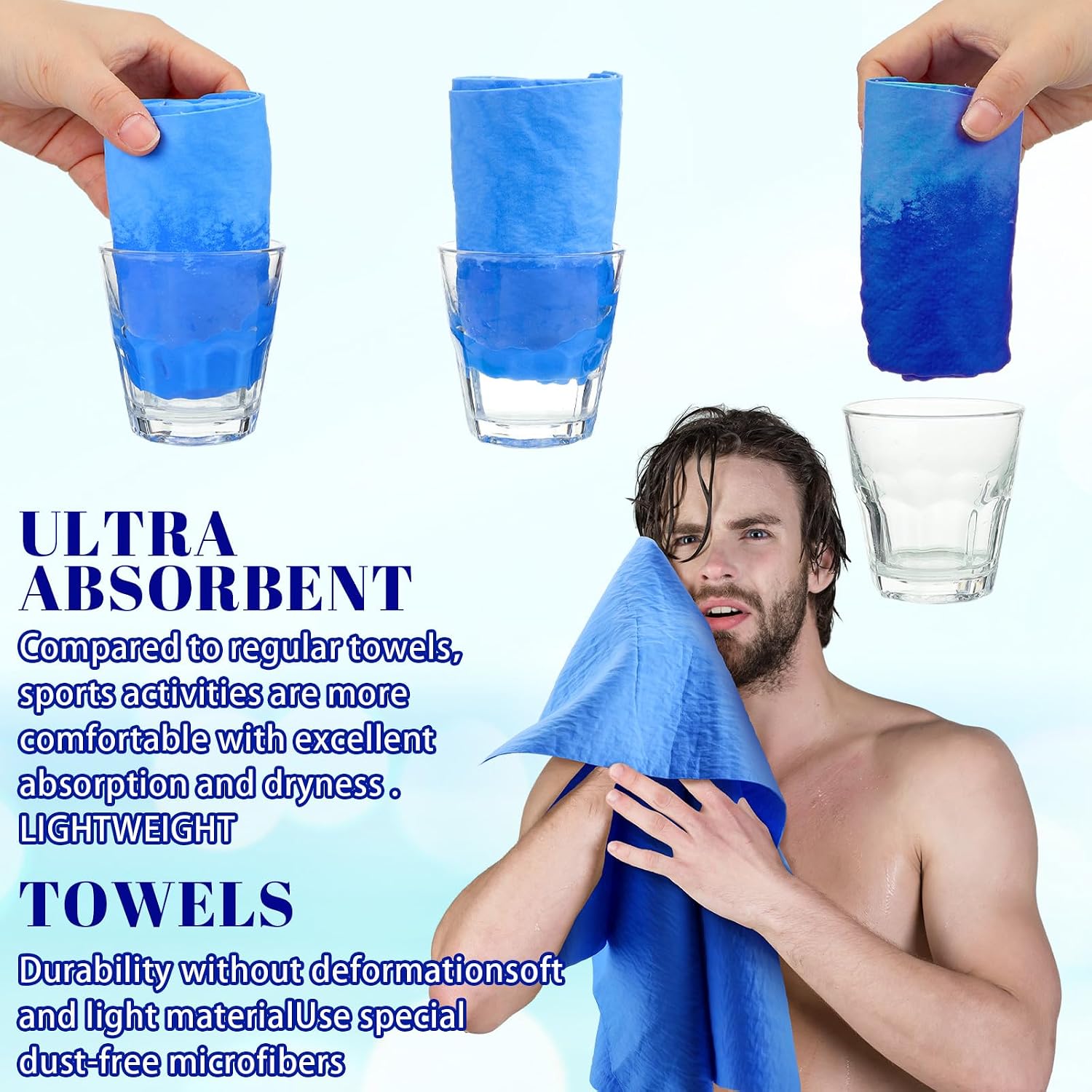 Tisancy 4 Pcs Swim Chamois Towel Shammy Sports Swimmers Towel for Diving Swimming Triathlons and Other Water Sports(13 x 17 Inch,Blue, Navy, Gray, Black)