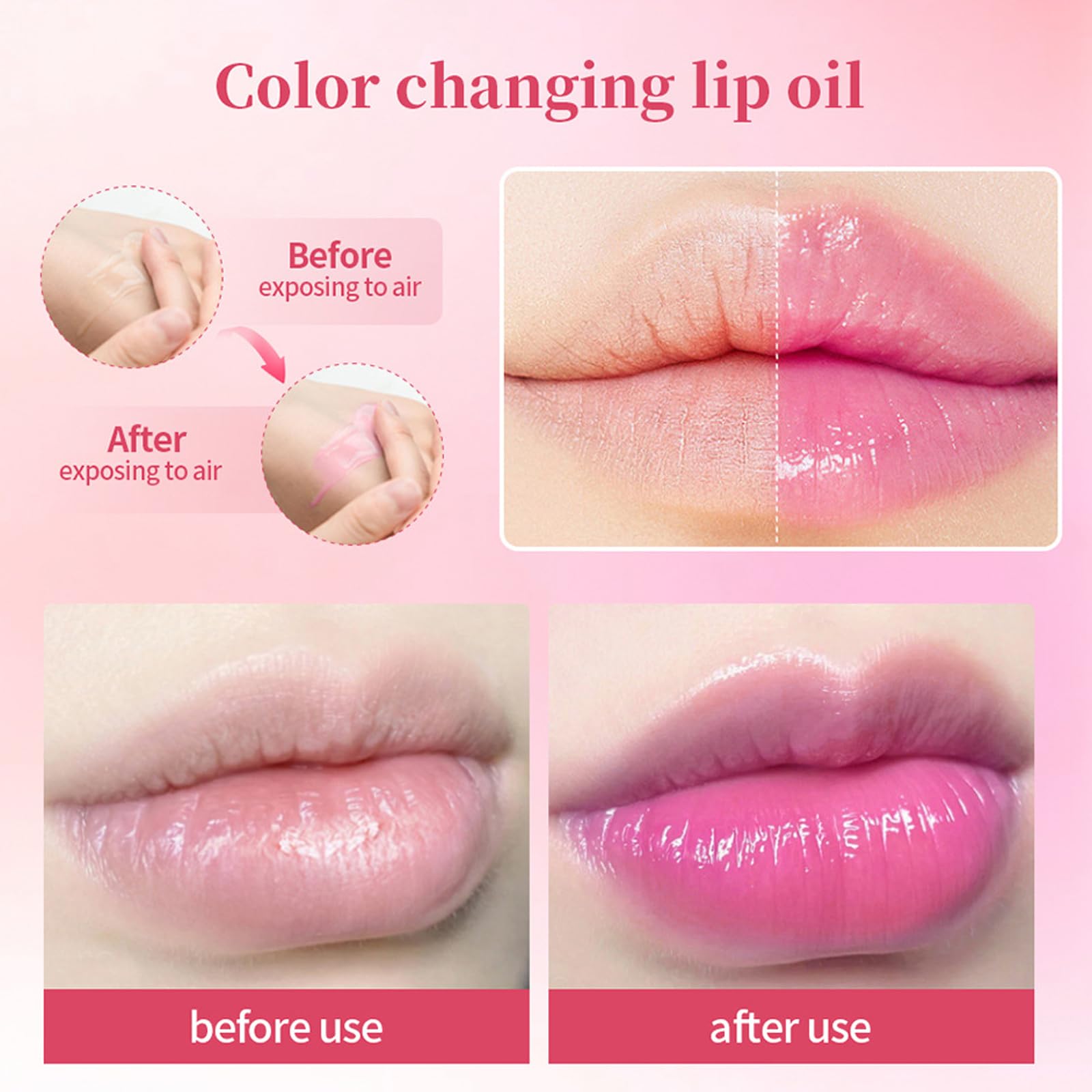 Lip Plumper Pink Lip Plumper Serum, Colour Changing Lip Gloss Moisturizing Pink Lip Gloss - Image 3