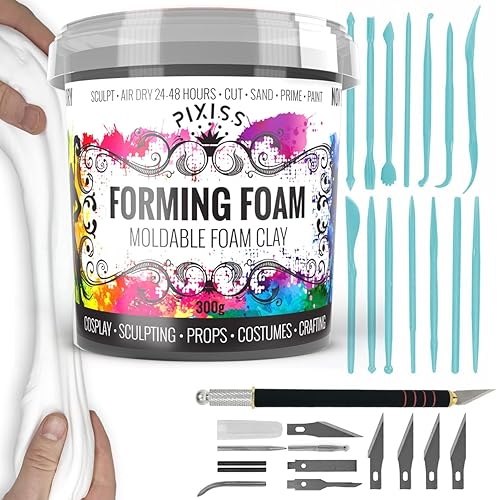 Arcilla de espuma moldeable para cosplay (blanco) Arcilla de espuma de modelado de alta calidad, secado al aire, 10.58 oz de espuma de cosplay para