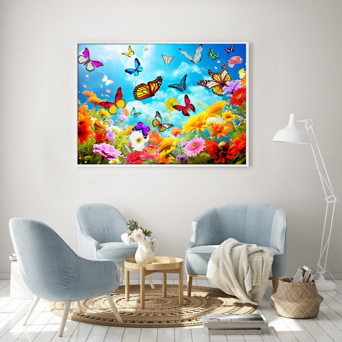 Sutinban Puzzle 1000 Pezzi Farfalla Arcobaleno – Con Perline E Fiori In Rilievo, Poster Incluso, Sfida Artistica Per Adulti