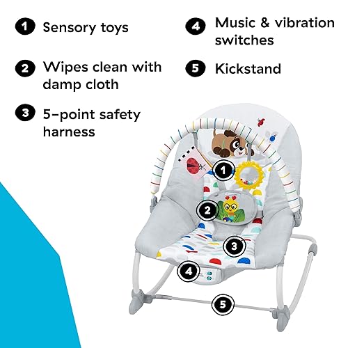 Miniatura 8 de Baby Einstein Deans Discovery Spot - Rocker musical para bebés a niños pequeños, con vibraciones, a partir de 0 meses
