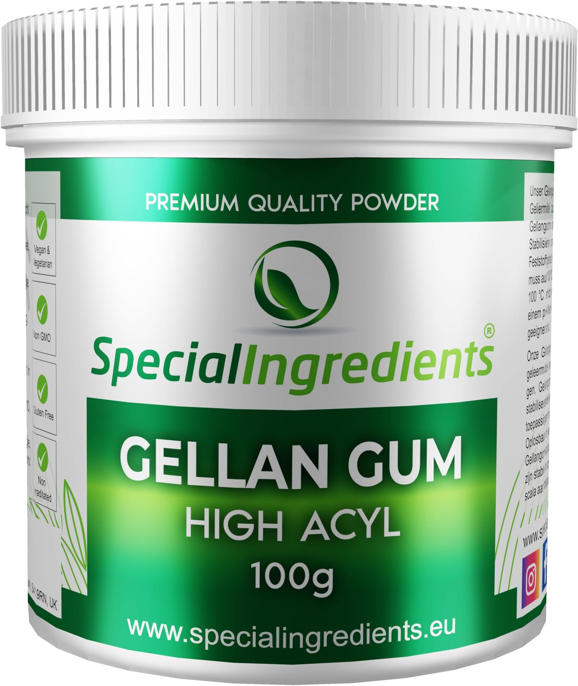 Gellan Gum High Acyl 10kg Premium Quality Powder Non-GMO, Gluten Free – Recyclable Container