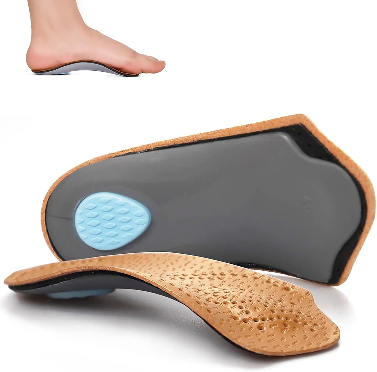 Insertos ortopédicos de 3/4 de longitud, soporte para fascitis plantar media con almohadilla metatarsiana, plantillas de cuero ligero para zapatos para mujeres y hombres, soporte de arco alto para pies planos, caminar y hacer ejercicio, XXL