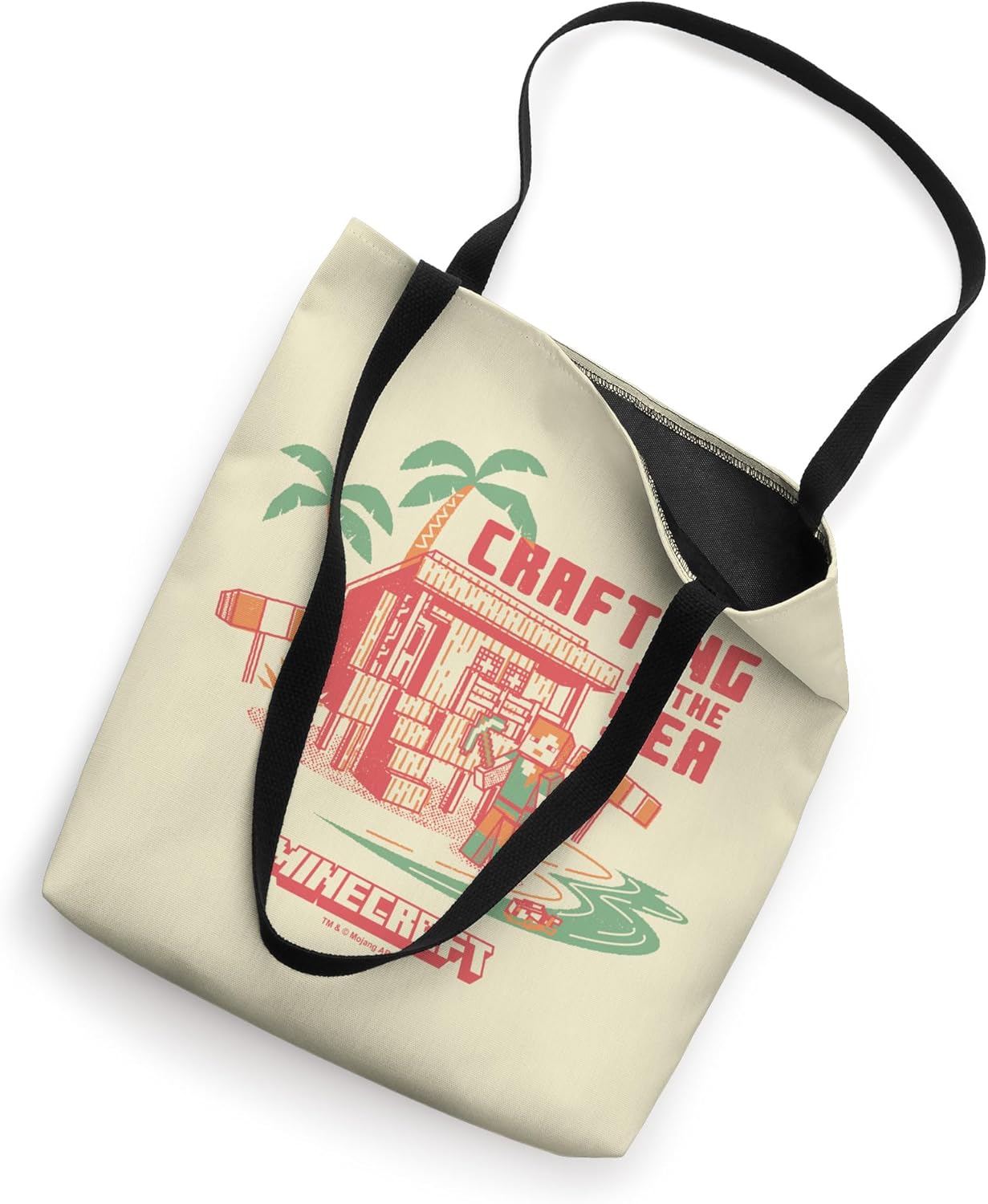 Minecraft Crafting By The Sea Summer Vibes Retro Tote Bag