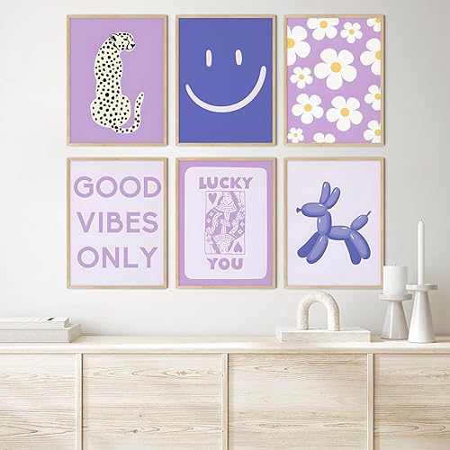 Miniatura 4 de Arte de pared de galería estética de color morado, impresiones en lienzo retro de moda, pinturas de cartas, collage de imágenes artísticas,