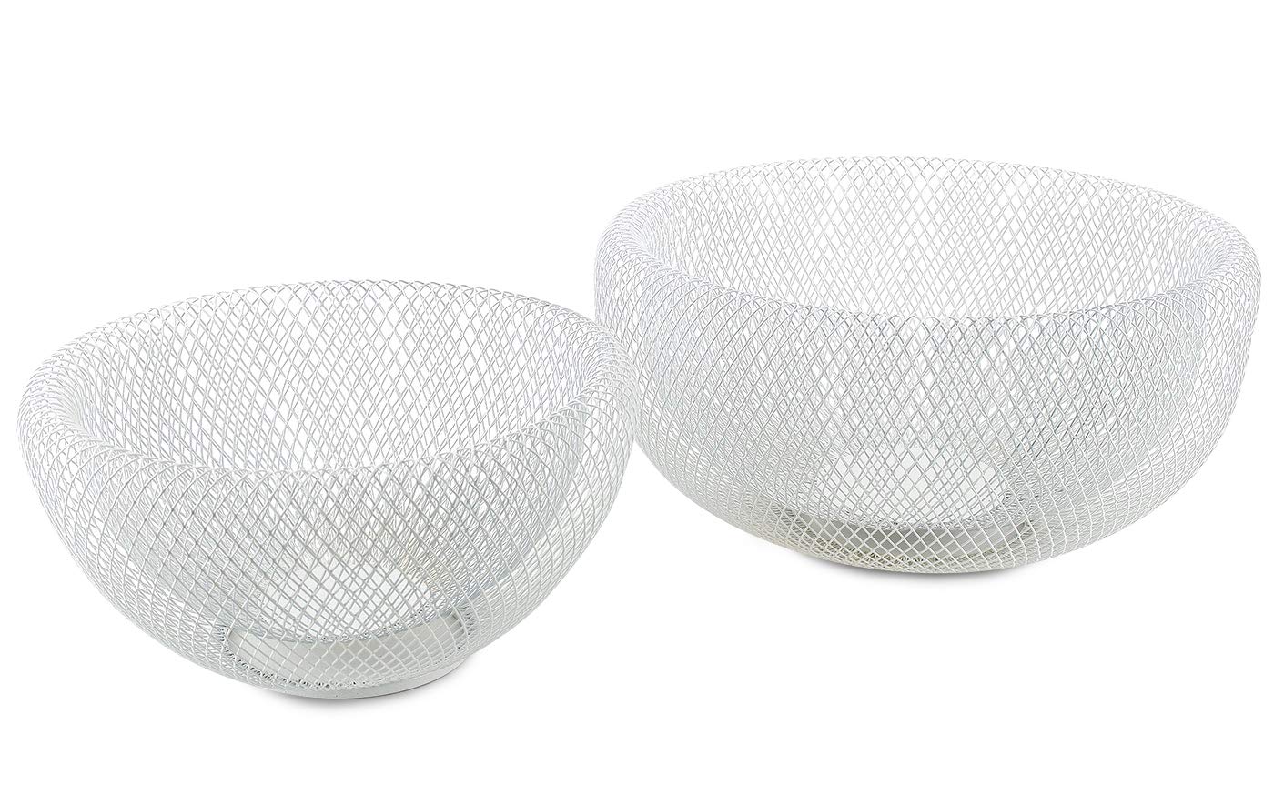 Levandeo Set Di 2 Cestini Portafrutta In Metallo Nero E Legno MDF, Design Moderno Industriale, 29 E 35 Cm