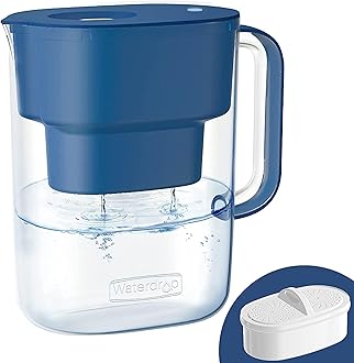 Waterdrop Lucid 10-Cup NSF Certified Water Filter Pitcher, Long-Lasting (200 gallons), 5X Times Lifetime Filtration Jug, Reduces Lead, Fluoride, Chlorine and More, BPA Free, Classic Blue