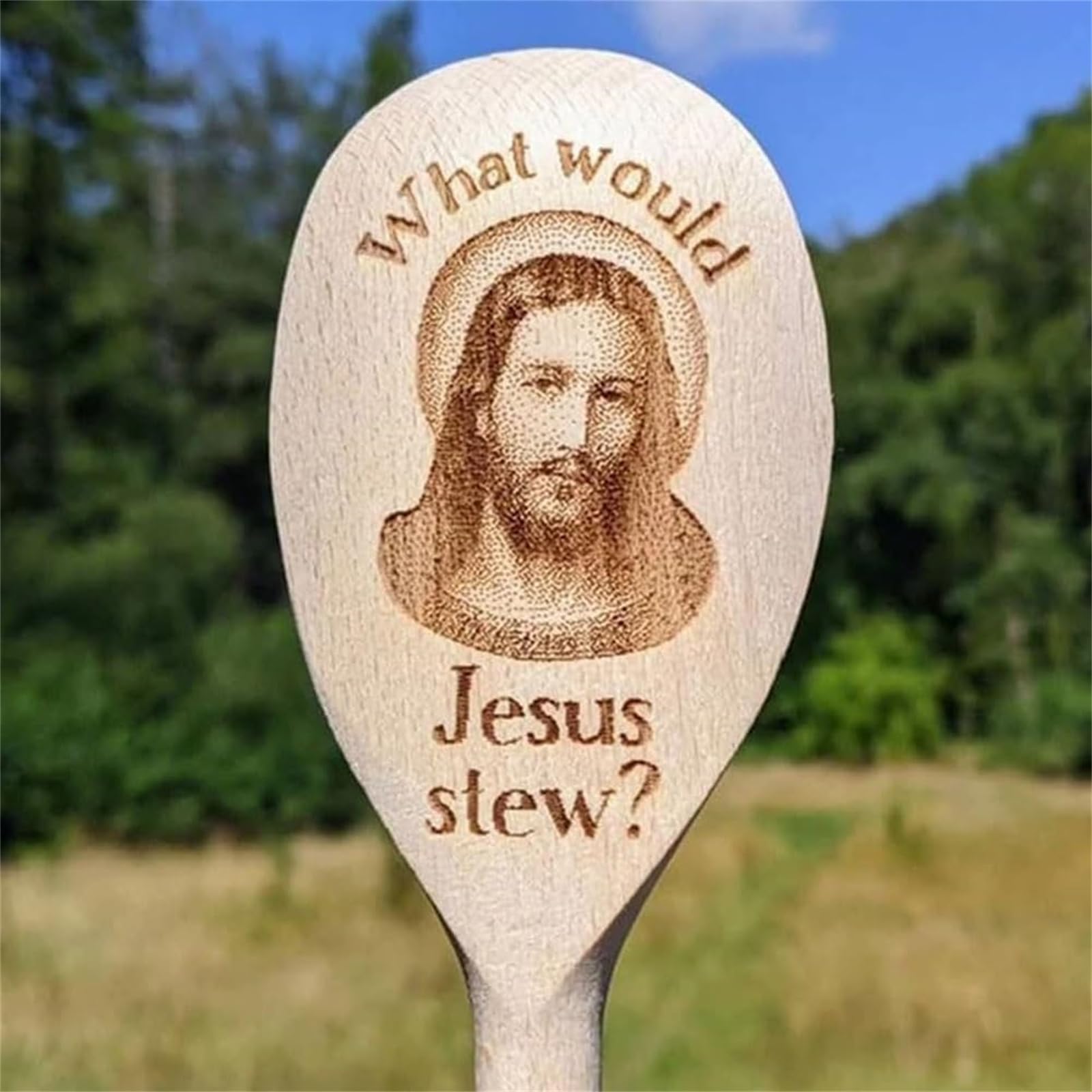 Cucchiaio Di Legno Divertente 'Cosa Stuferebbe Gesù?' – Inciso, In Faggio, Regalo Religioso Umoristico Per Chef - 2