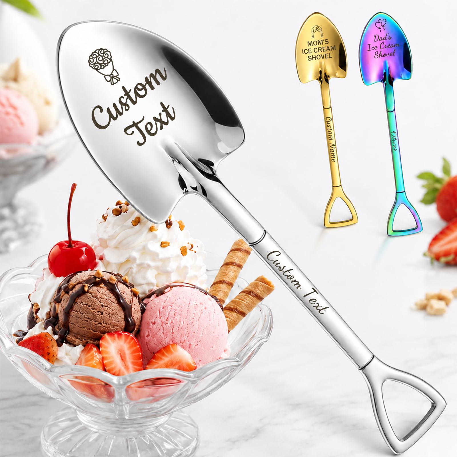 Personalised Ice Cream Shovel Custom Ice Cream Scoop Engraved Name Icon