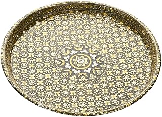 Pooja Thali Minakari Decorated Steel Plate Platter for Home Temple Ritua...
