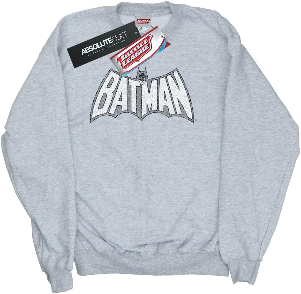 DC Comics Boys Batman Retro Crackle Logo Sweatshirt Sport Grey 9-11 Years