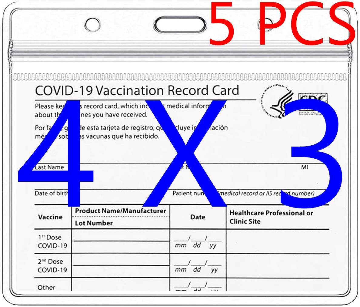 Buy 5 Pack CDC Vaccination Card Protector 4 X 3 Immunization 