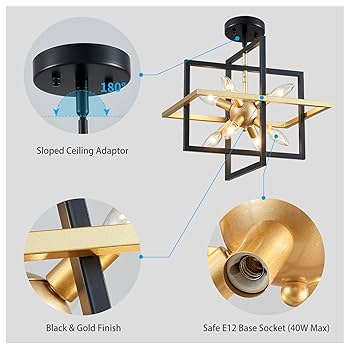 XINGQI Modern Geometric Pendant Lighting 8-Light Black and