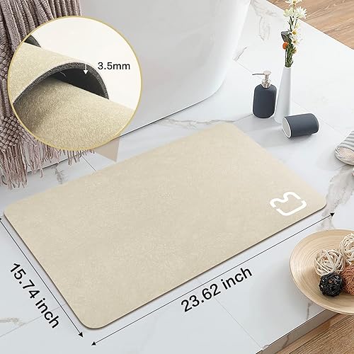 Miniatura 2 de Tapete de baño de diatomeas simple y delgado, suave y cómodo, de secado rápido y antideslizante, de alta absorción de agua, lavable a máquina (15.7