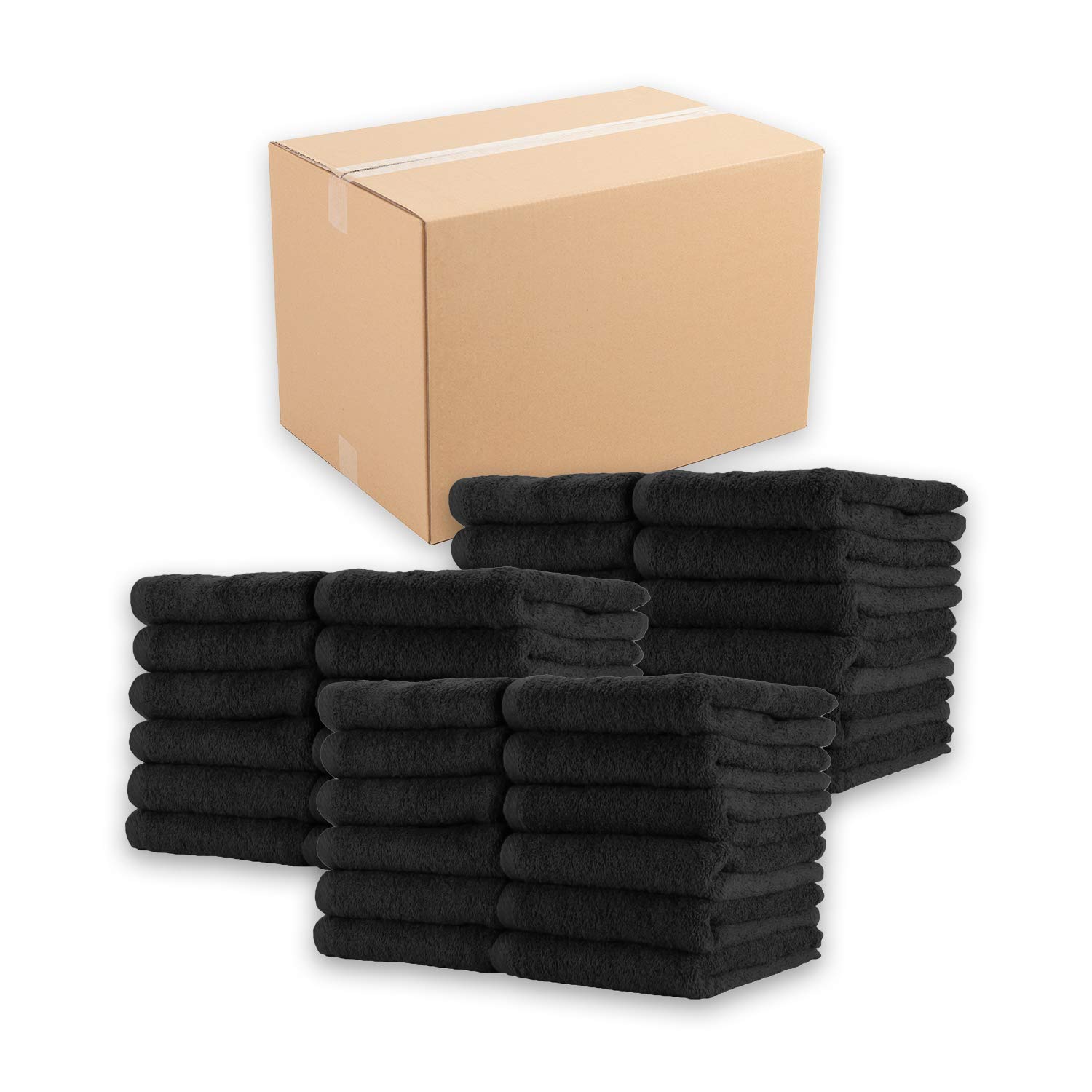 Arkwright Bleach Resistant Salon Towels Bulk - 100% Cotton Hair Towels, Soft, Absorbent, Quick Dry Spa &amp; Barber Towels for Hair Stylist, Nail Salon &amp; Esthetician, 16 x 27, Black (Case of 144)