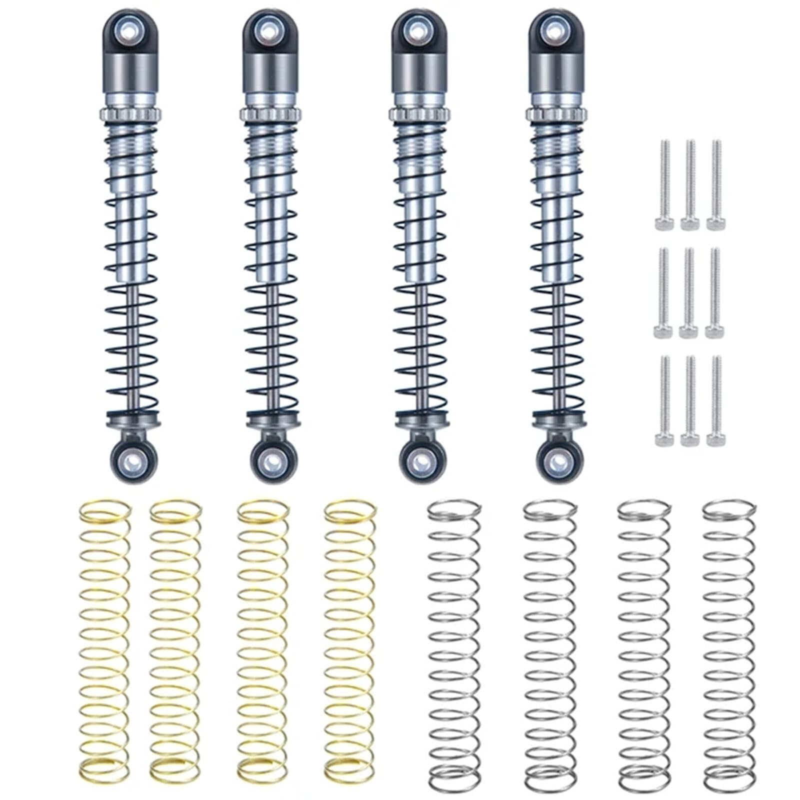 Amortiguador Trasero Delantero Liso de aleación de Aluminio para SCX24 1/24 Crawler RC, Accesorios de Coche, Piezas de Repuesto, Pieza de actualización RC, 4 Uds, Negro