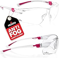 NoCry Women's Clear Safety Glasses: Anti-Fog, Scratch-Resistant, 100% UV Protection, ANSI Z87.1 Adjustable Pink Goggles for Nursing & Dental