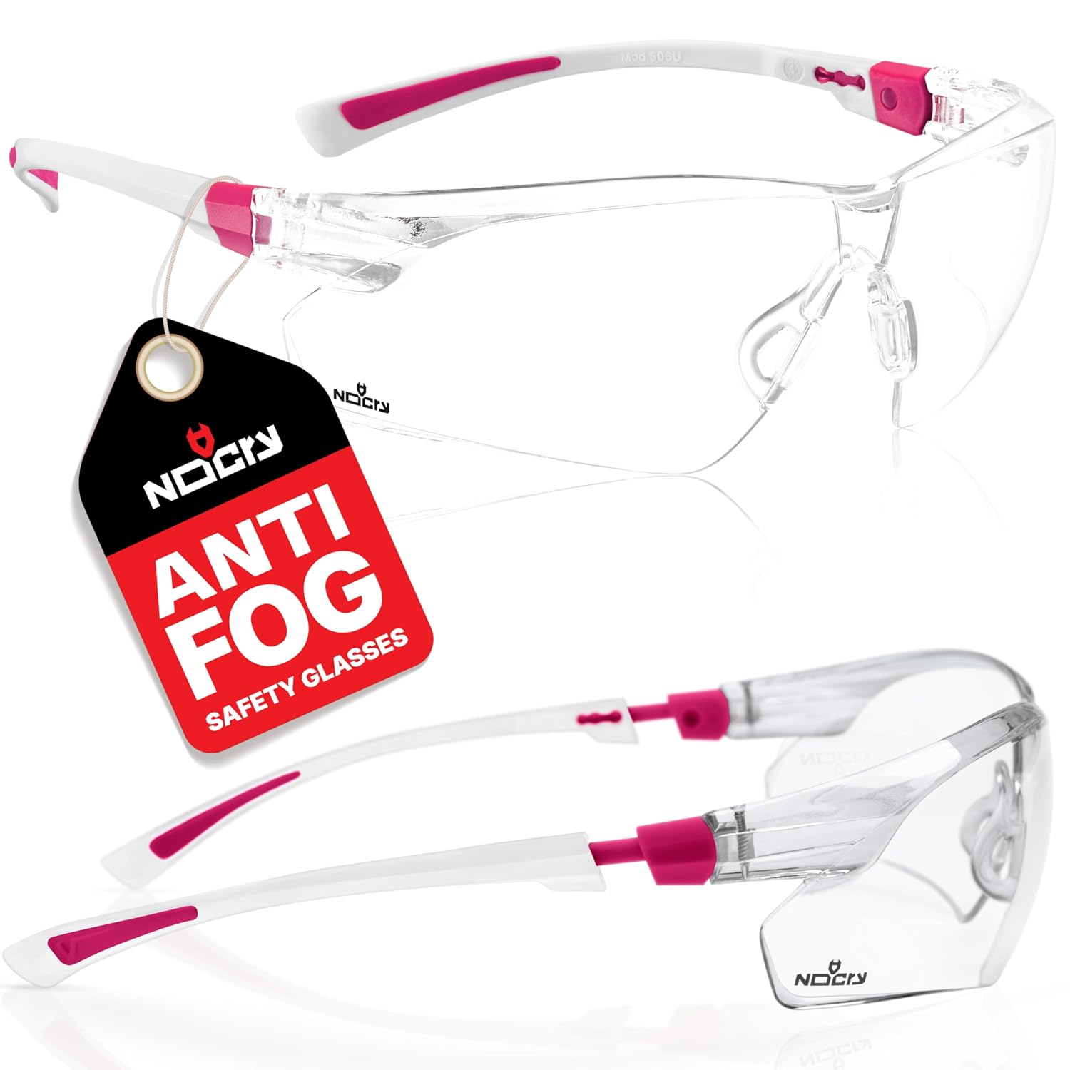 NoCry Safety Glasses – White Frames (White & Pink)