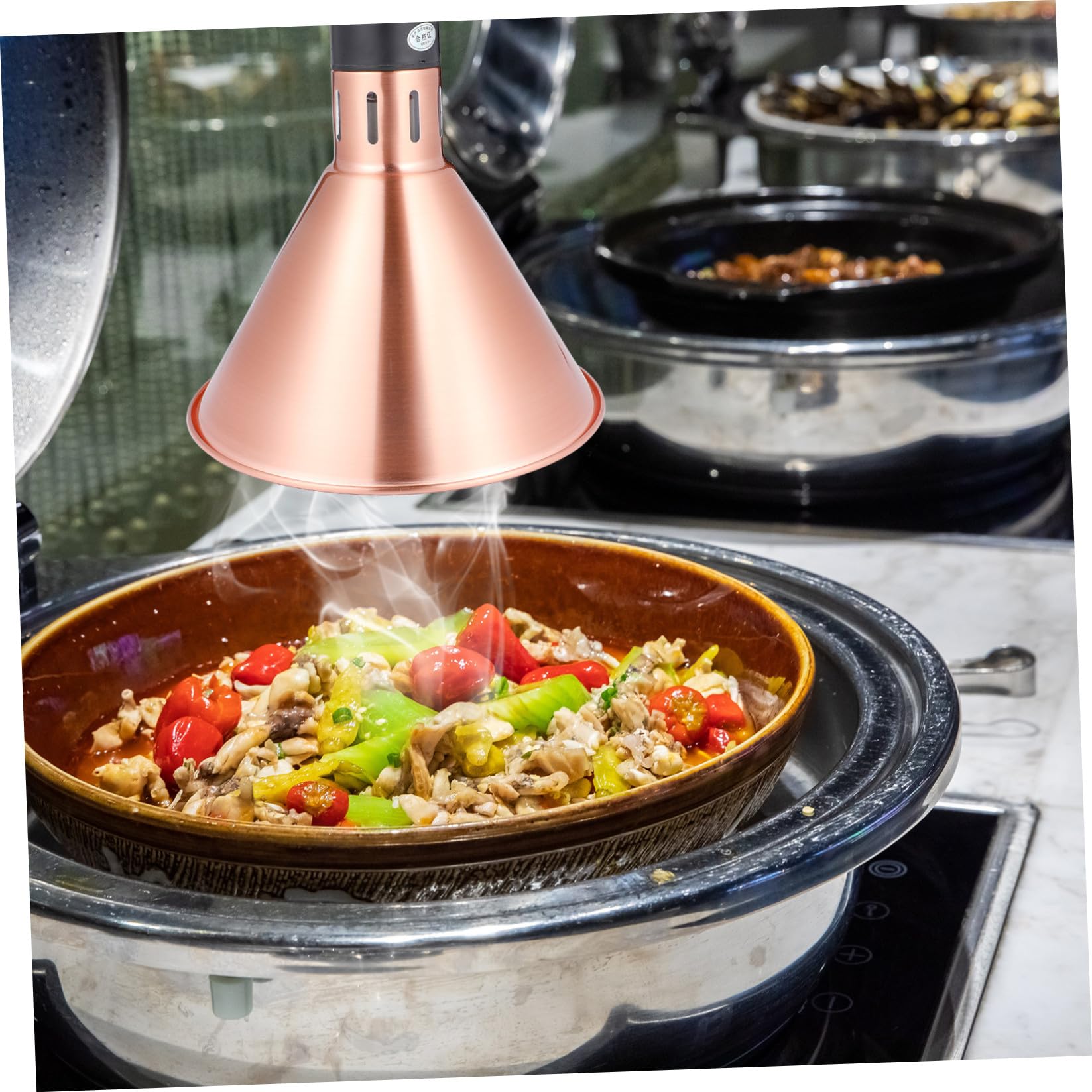Lampada Scaldavivande Luce Riscaldante Altezza Regolabile 60-180cm in Metallo Telescopica Potenza 250w per Hotel e Mensa per Buffet e Ristorante