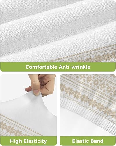 Miniatura 4 de Juego de 2 fundas para taburetes de bar de estilo bohemio, color beige, fundas elásticas para sillas de comedor, étnicas modernas, geométricas,