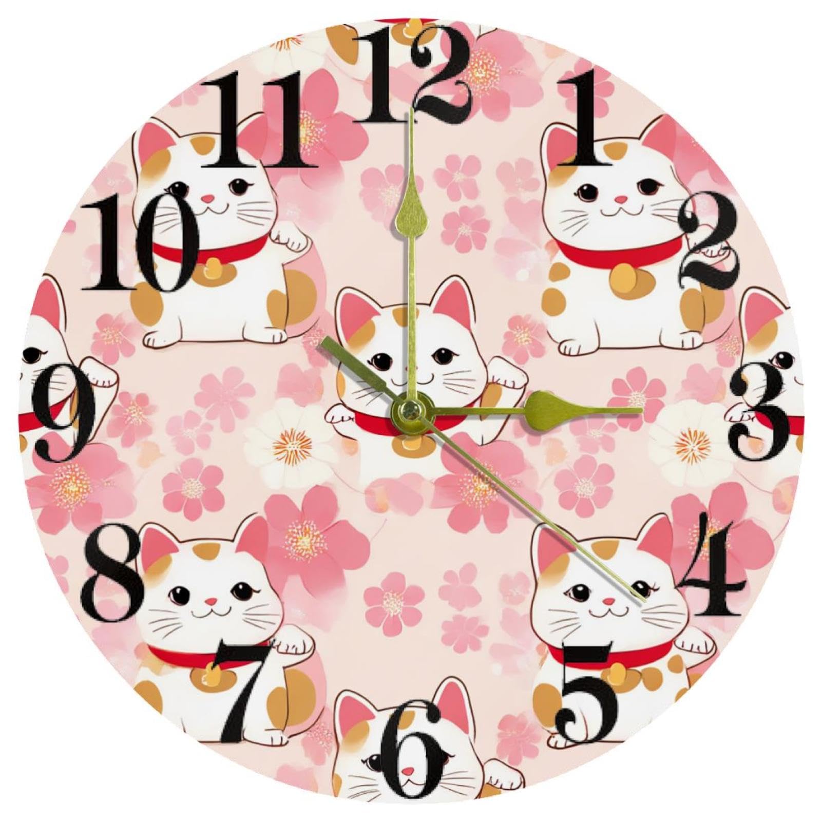 Horloge murale sans tic-tac Maneki Neko pour retrouver le sommeil et la concentration