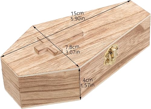 Miniatura 4 de SOIMISS Decoraciones de Halloween Caja de decoraciones de Halloween, decoraciones de Halloween, decoración de ataúd de madera, soporte para aretes,