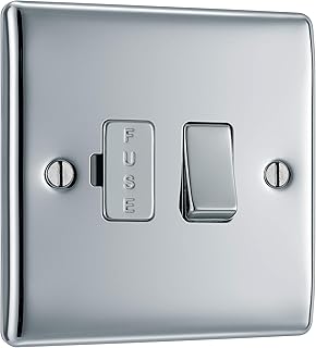 BG Electrical NPC50-01 Switched Fused Connection Unit, Polished Chrome, 13 Amp