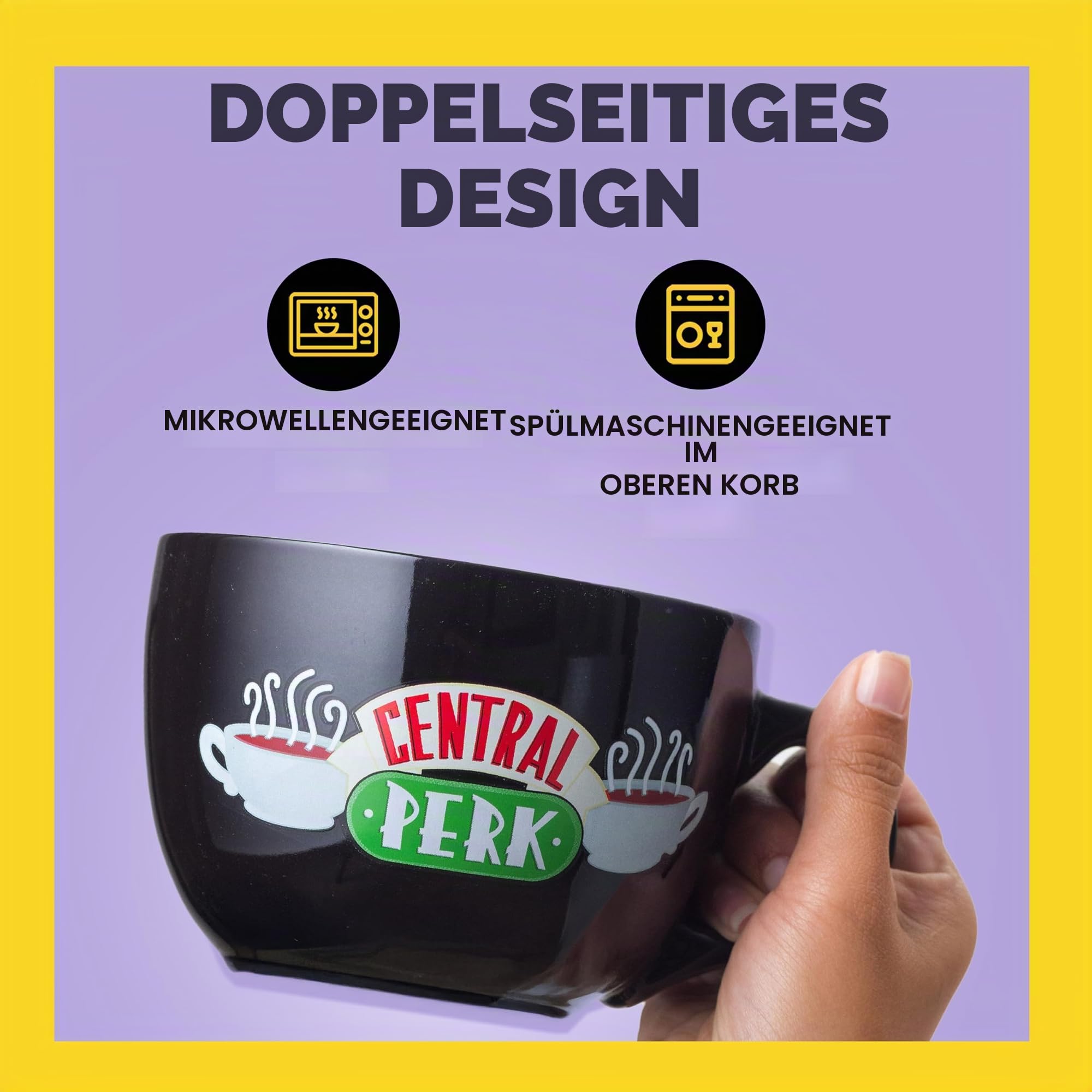 Silver Buffalo Friends Central Perk Keramiktasse übergroß für Kaffee, Suppe, 680 ml