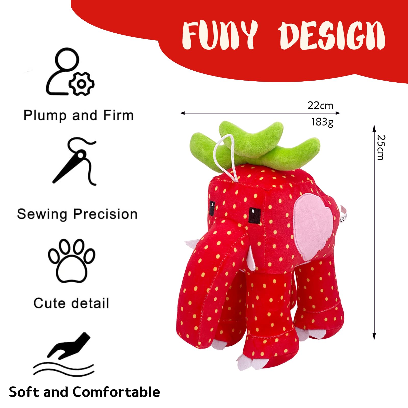 Benolls Steal a Brainrot Plush Toys, 9.8 inch Adorable Brainrot 67, Collectible Brain Rot Plush Gift for Fans (Strawberry Elephant) - Image 3