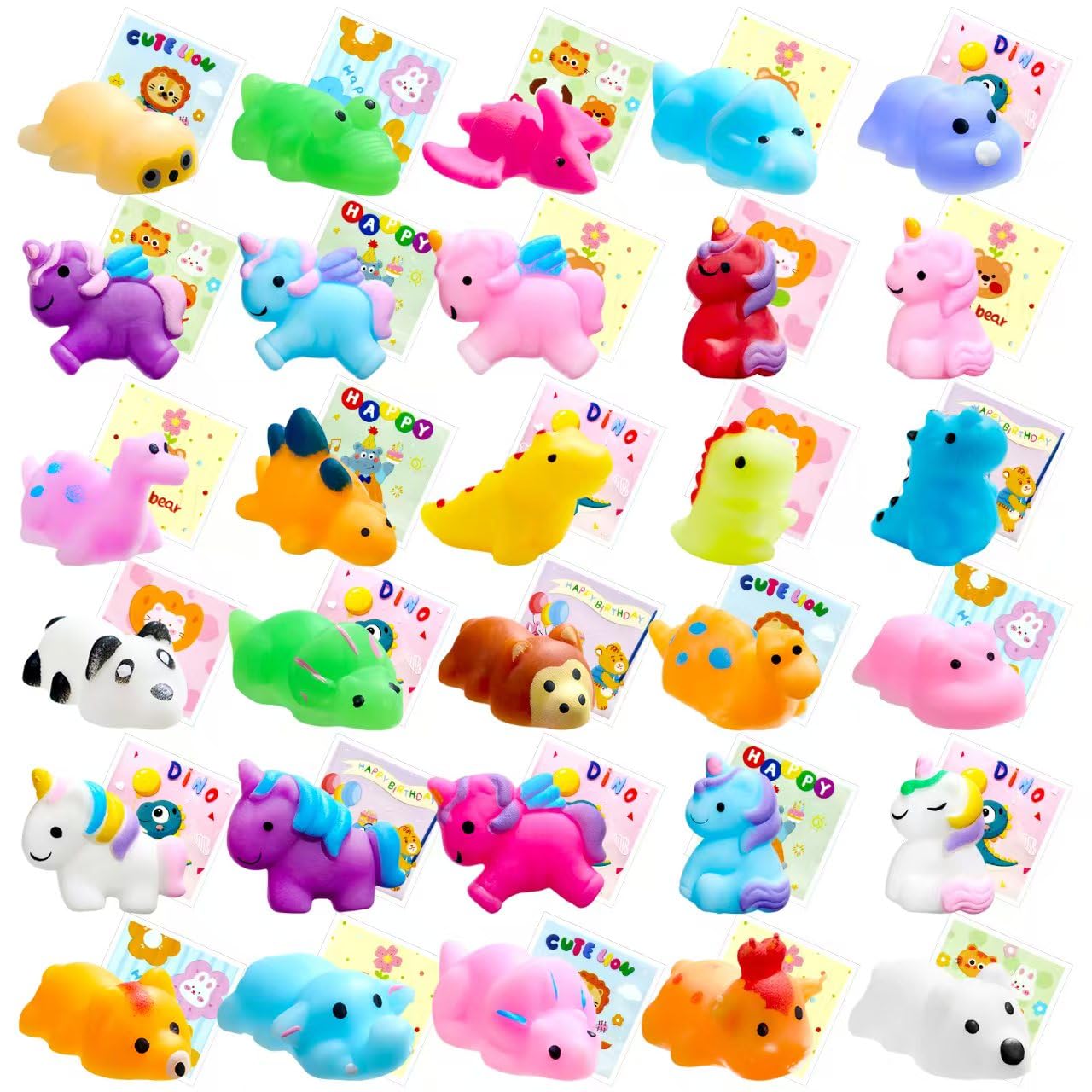 KIDRENFUN 30 PCS Party Bag Fillers Kids - Mochi Squishies Toys Mini Fidget Toys, Pass The Parcel Prize Box Fillers from Teacher, Birthday Return Gifts Girls Boys ( With 30 Party Bags ) — image 1