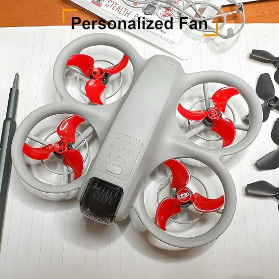 8Pcs Replacement Propellers for DJI Neo Drone, Low Noise Quick-Release Colorful Prop Blades, Drone Lightweight Spare Wings Parts Accessories with Screws & Screwdrivers (Black & Red)