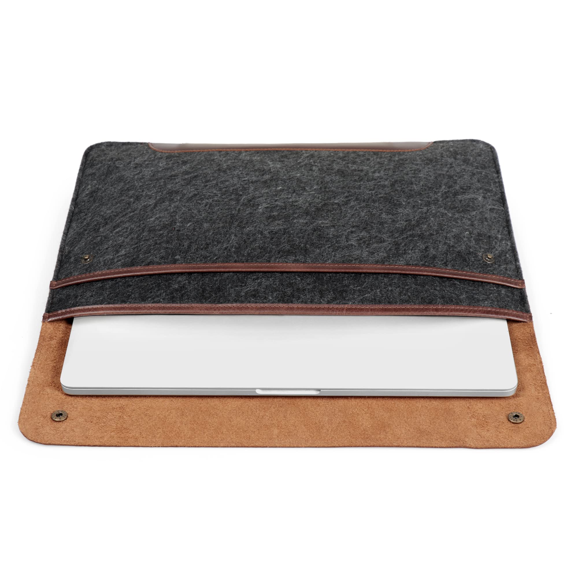 MegaGear Housse en Cuir Véritable et Polaire Compatible avec MacBook Pro 16/14 (M5, M4, M3, M2, M1) & MacBook Pro 15 & MacBook Air 13.6, 13 (M5, M3, M2, M1) 2020-2026