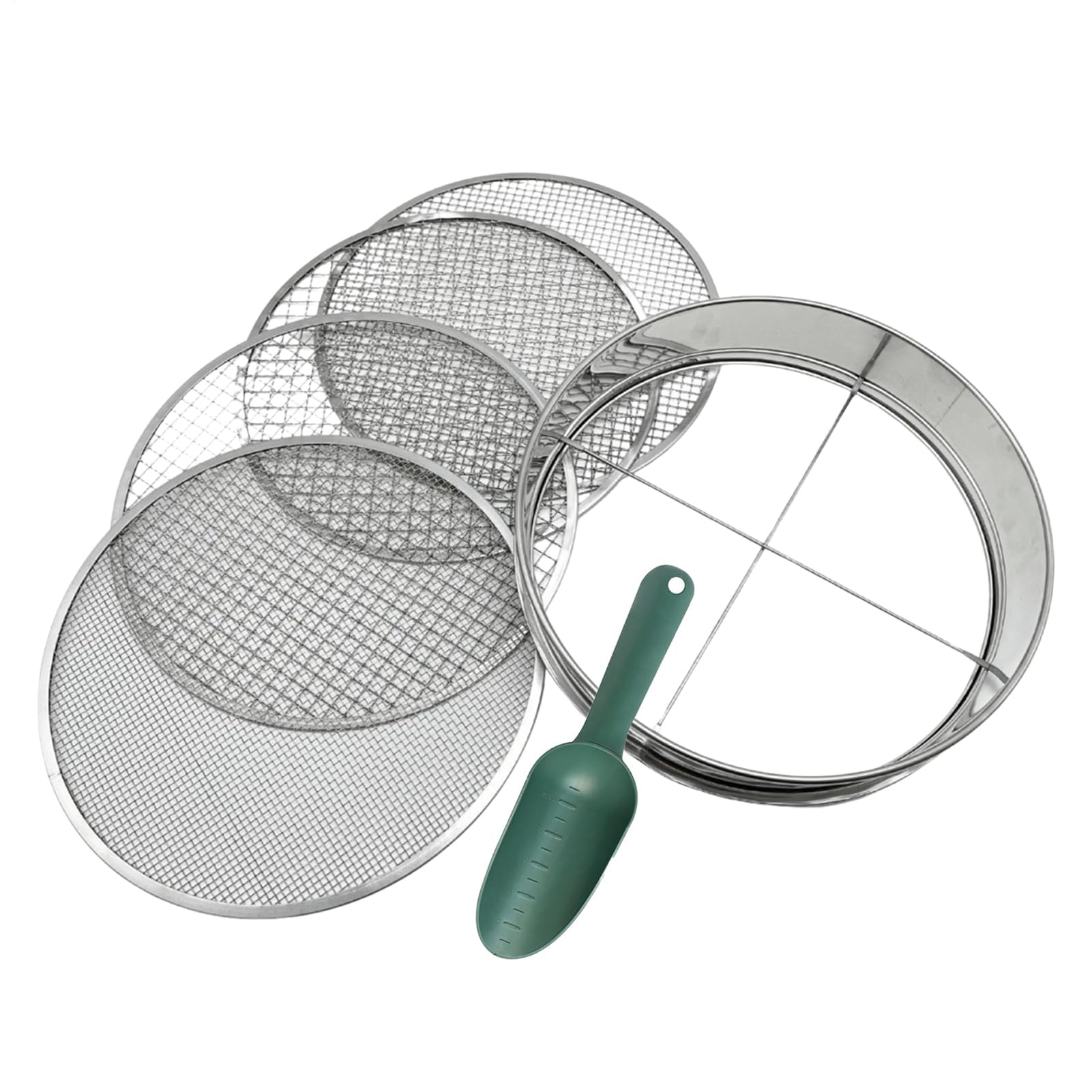 Tamiz de suelo de acero inoxidable - Colador de jardín de liberación rápida sin óxido ideal para grava aserrín vermicompost y abono - Cuchara de tamizado duradera