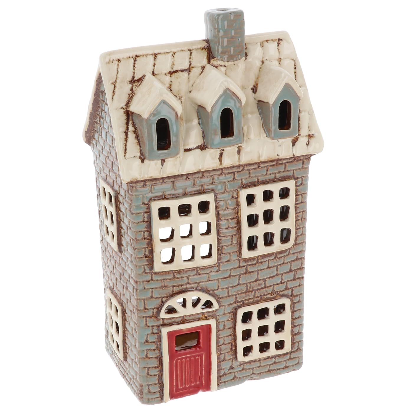 Village Pottery Ceramic Brick House/Three Dormers Large Tealight Holder 340327