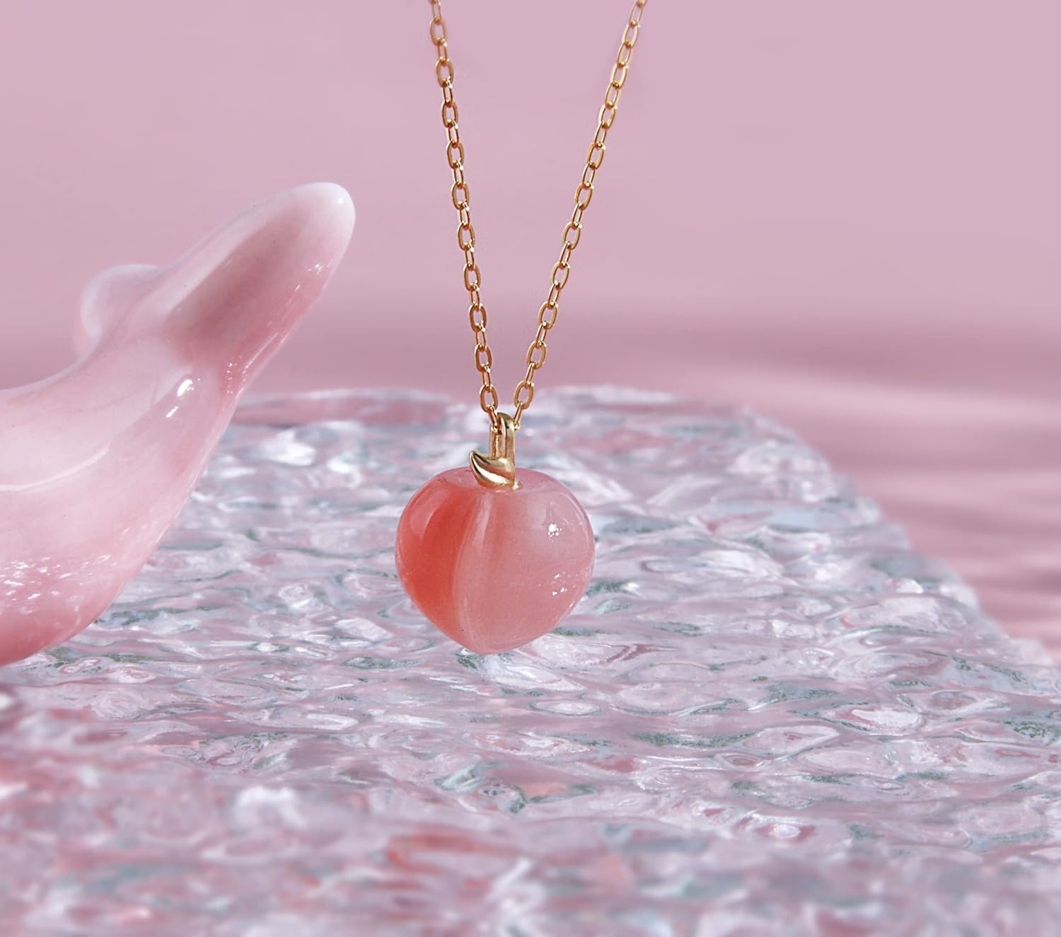 Helen de Lete Fresh Fruit Crystal Peach 925 Sterling Silver Collar Necklace for Women - Image 4