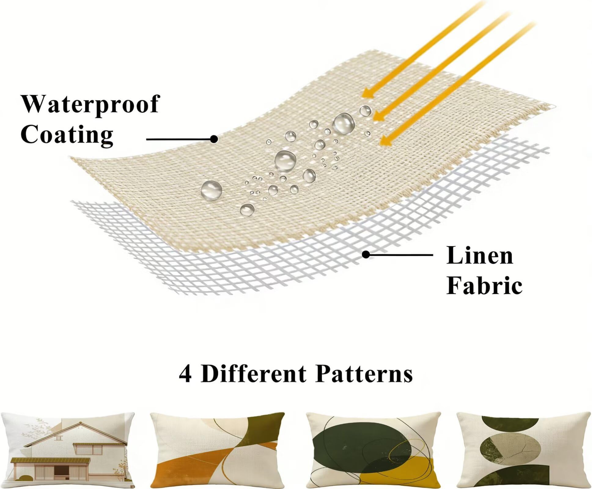 Generisch Outdoor Kissen Wetterfest 40x65cm Beige Dekokissen Kissenbezüge Geometrie Kissenhülle Sommer Sofakissen für Wohnzimmer Schlafzimmer Garten Dekorative 4er Set. R-2500