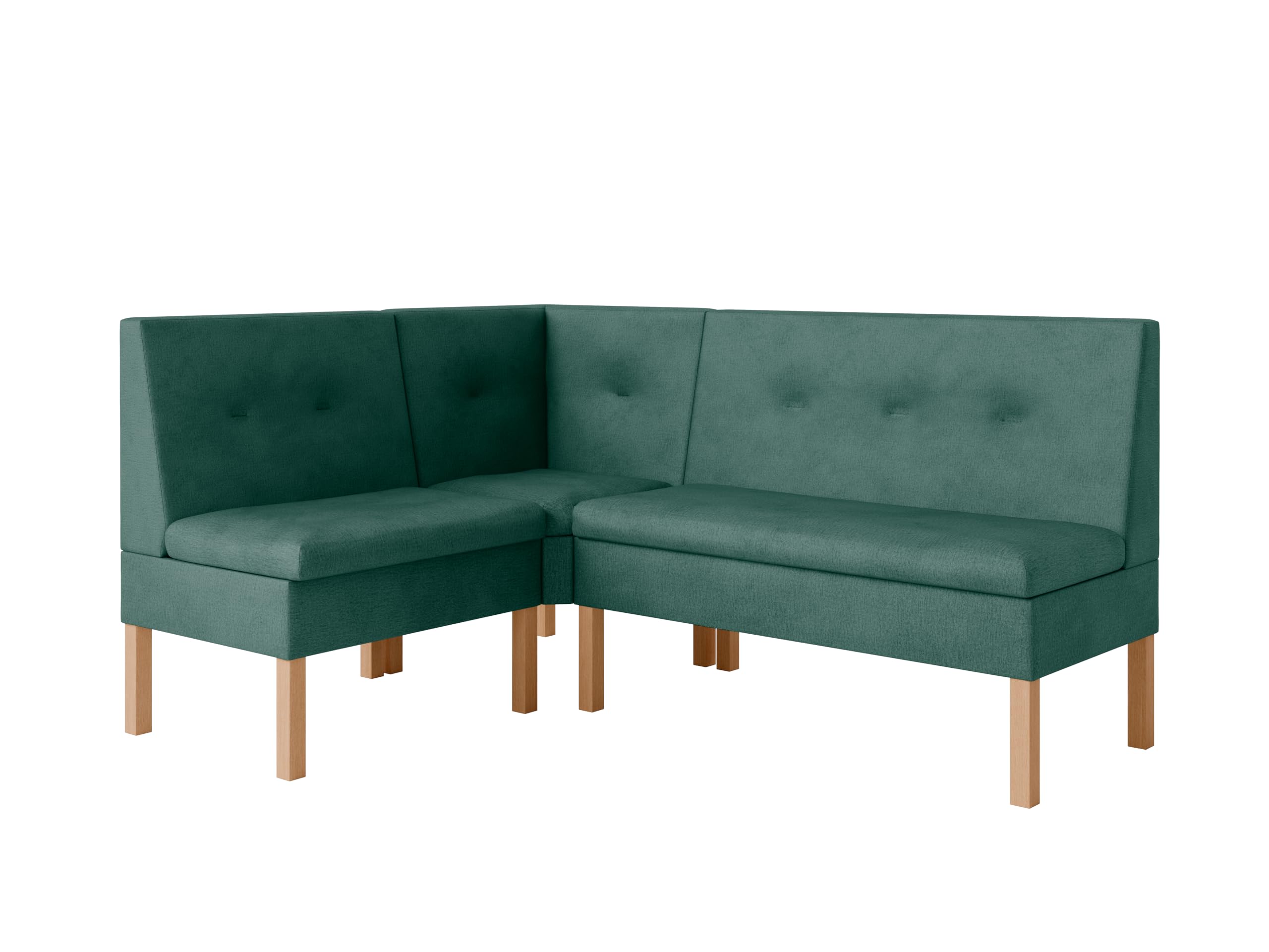 Eckbank fur Essizmmer - Eckbank Küche mit Aufbewahrungsbehälter - Modern Sitzecke Küche - Stoff Velours - gepolsterte Rückenlehne - Grün - Monolith 37-130x170 cm