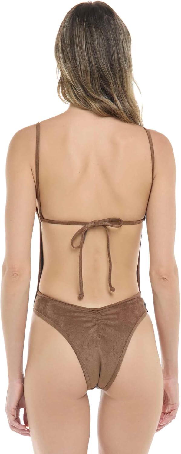 Body Glove Women's Claire One-piece Swimsuit – V-Neck, Ruched Back, Adjustable Tie, Cheeky Coverage