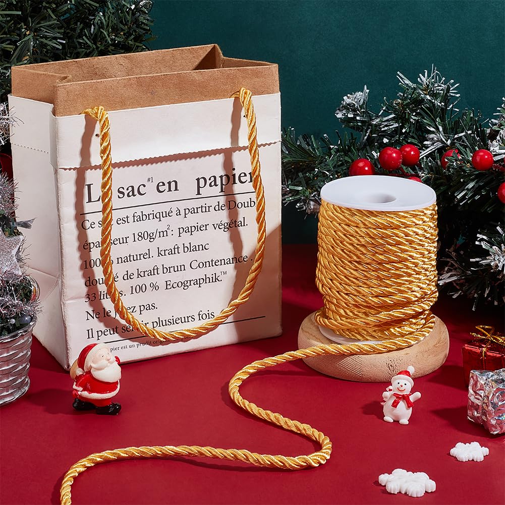jijAcraft Cordoncino decorativo intrecciato dorato, a 3 strati, in poliestere intrecciato, per decorare la casa, costumi, spago d'onore, borsa di Natale, 20 metri