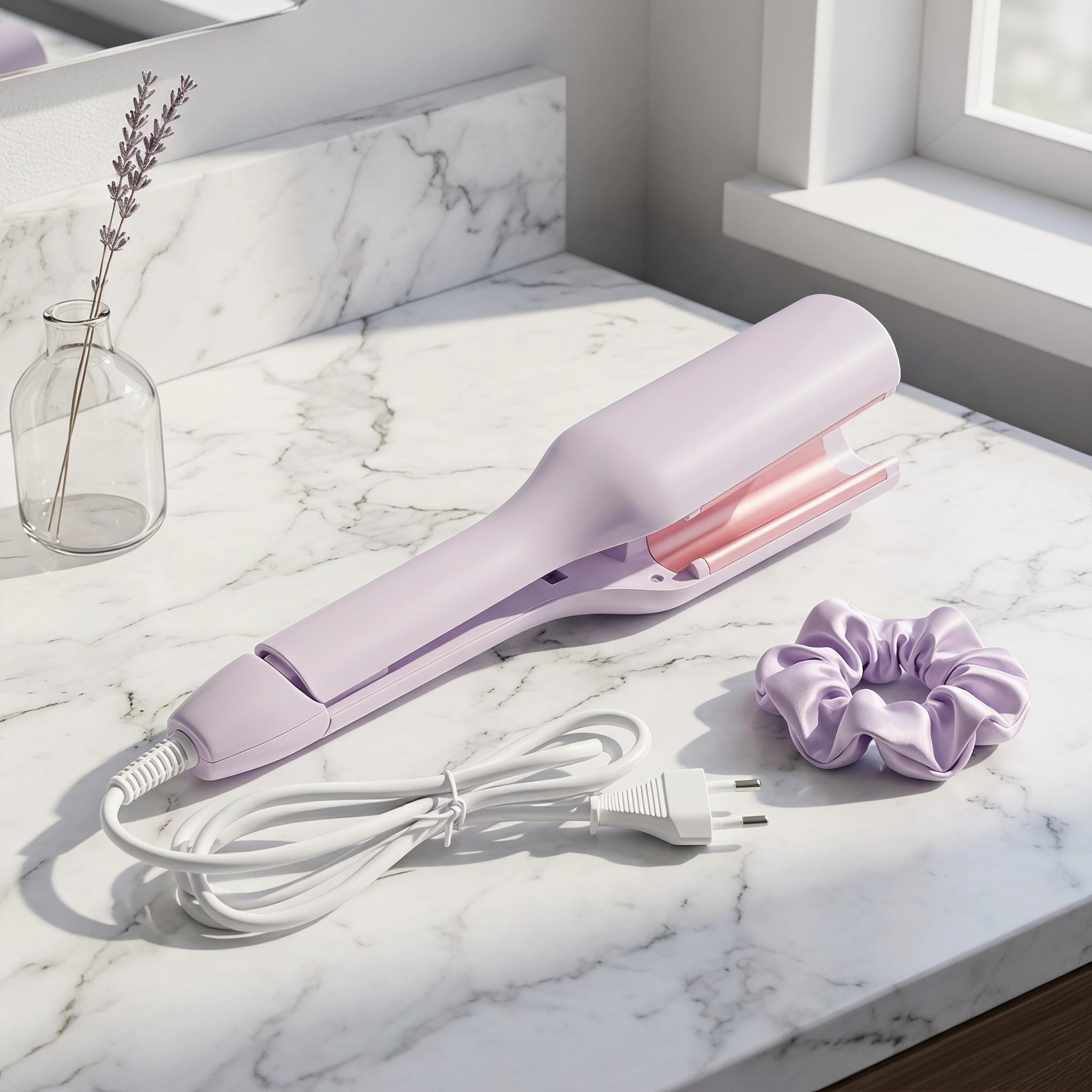 Toddmomy Ferro arricciacapelli francese a forma di V, arricciacapelli a onde profonde con pannello riscaldante allargato per donne, regolazione a 4 temperature, sgancio rapido