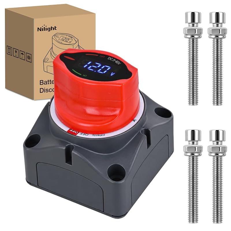 Chave Seccionadora de Bateria Nilight 250 A com Voltímetro LED 12–48 V