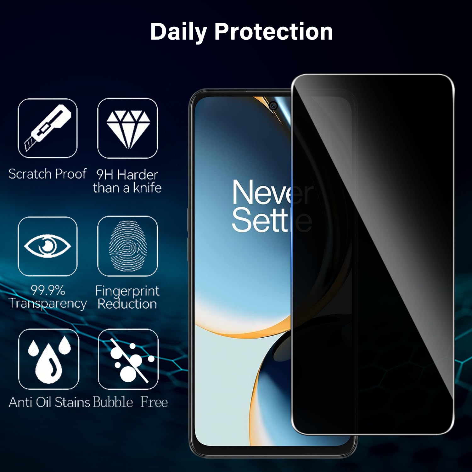 ZHOUDSAEIFD - Protector de visualización de privacidad para OnePlus Nord 2 5G, paquete de 2