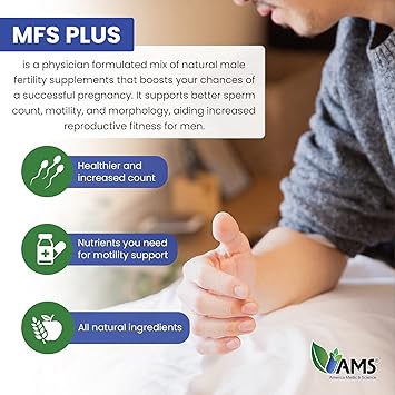 America Medic & Science MFS Plus (120 Capsules) and Sperm Count Max Supplement (60 Capsules) |Fertility Supplements for Men