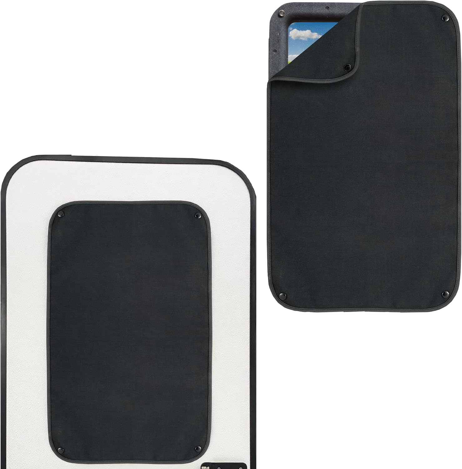 RecPro RV Entry Door Window Shade Sunshade Camper Privacy Entrance Sun Blackout Fabric 16" x 24" (Black)