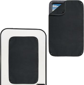 RecPro RV Entry Door Window Shade Sunshade Camper Privacy Entrance Sun Blackout Fabric 16" x 24" (Black)