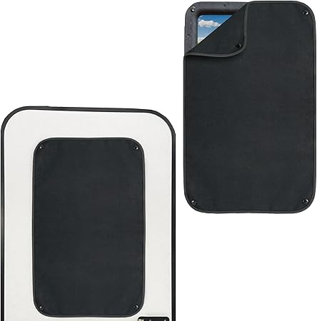 RecPro RV Entry Door Window Shade Sunshade Camper Privacy Entrance Sun Blackout Fabric 16" x 24" (Black)