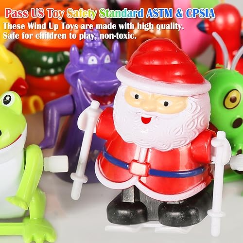 Miniatura 6 de 32 juguetes surtidos para niños, animales de cuerda a granel caminando, saltando, nadando, volteando, juguetes de relojería, rellenos de calcetines