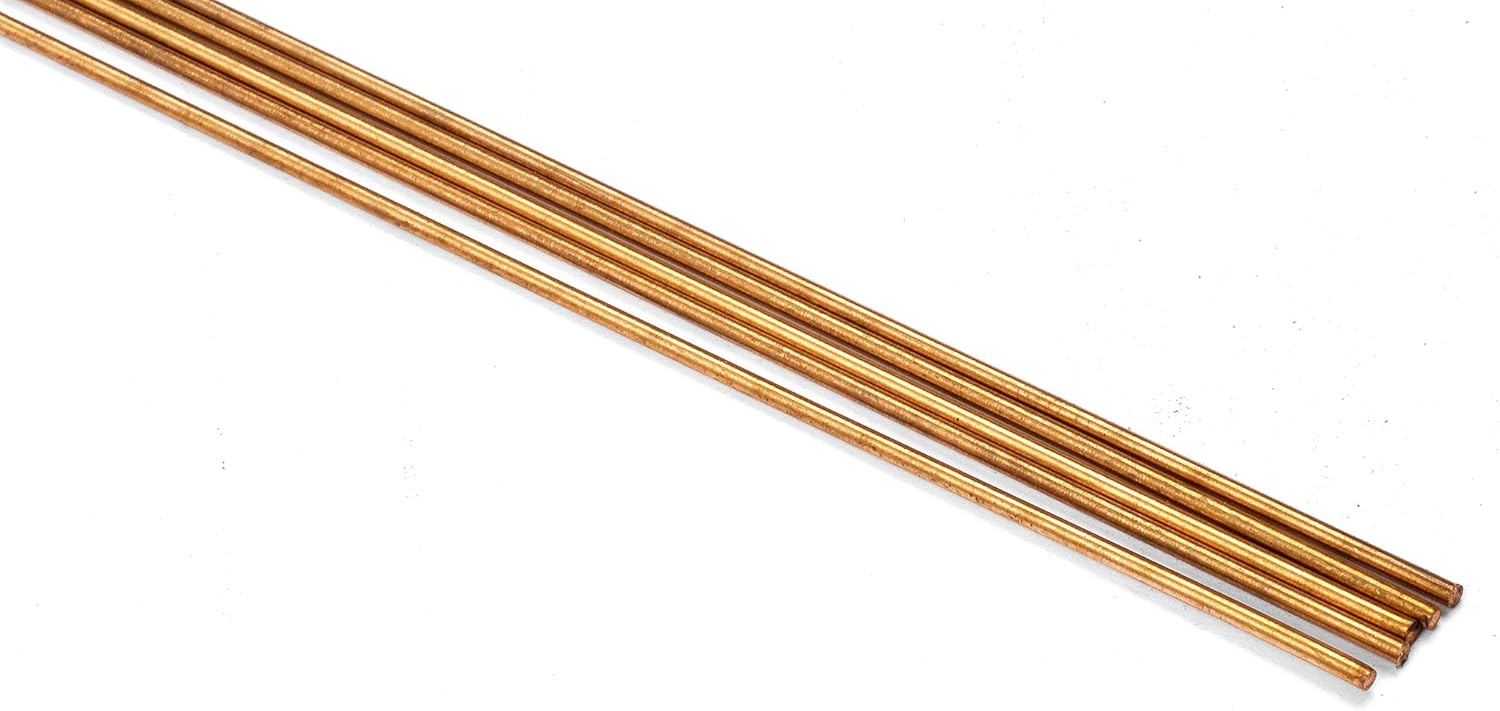 Five Pack of 12 inch Brass Knife Handle Rods - Assorted Diameters