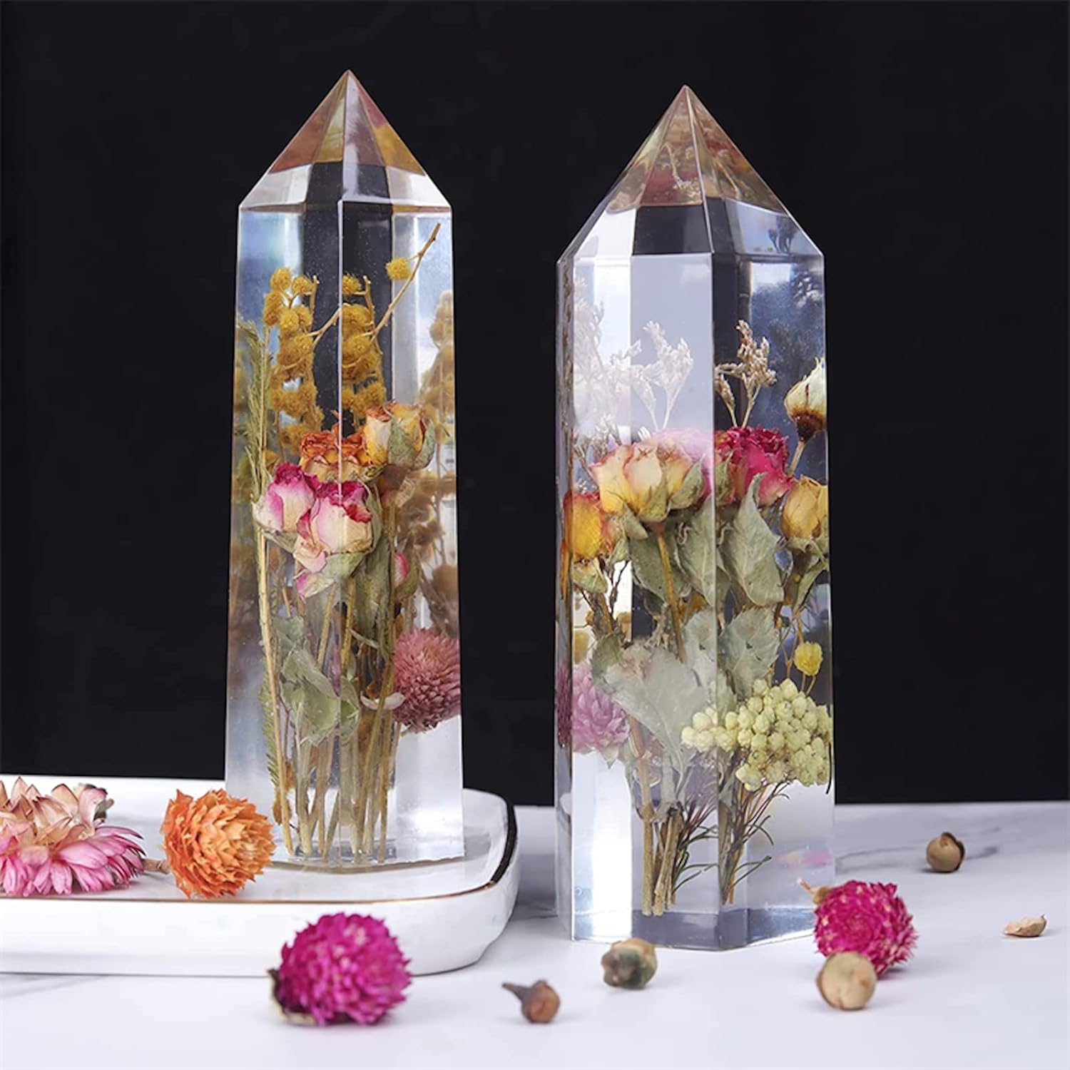 Vilihkc Crystal Tower Resin Molds, Large Crystal Point Silicone Molds for Resin, 3 Different Sizes Epoxy Resin Molds for DIY Resin Flowers Crystals, Faux Quartz Healing Crystal, Home Decors